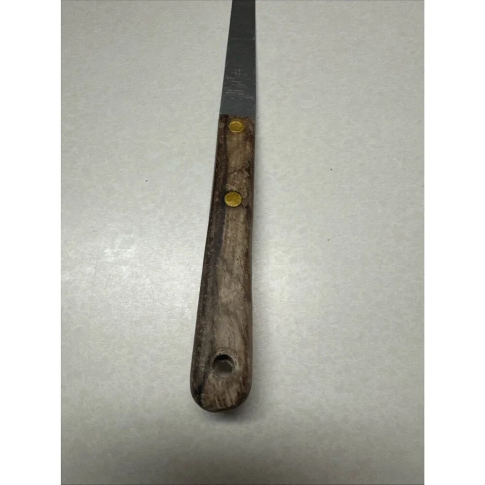 Vintage Mel Jax Stainless Steel Flat Spatula Wood Handle USA
